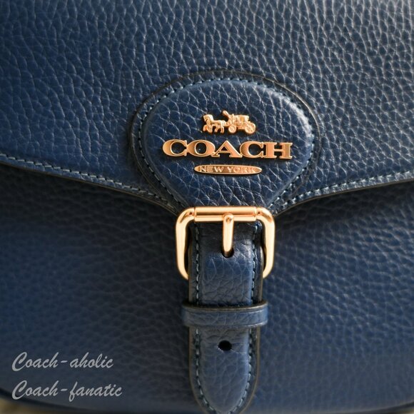 NWT Coach CP107 Amelia Saddle Bag Shoulder Bag Crossbody in Gold/Deep Blue - Picture 7 of 11